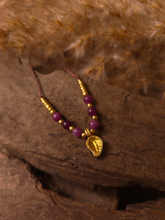 Floréa - Purple Amethyst Leaf Necklace