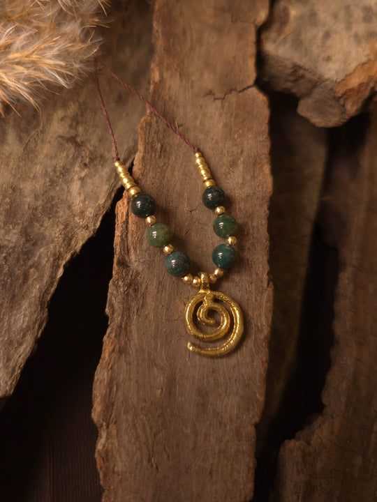 Flow of Life - Moss Agate Spiral Necklace
