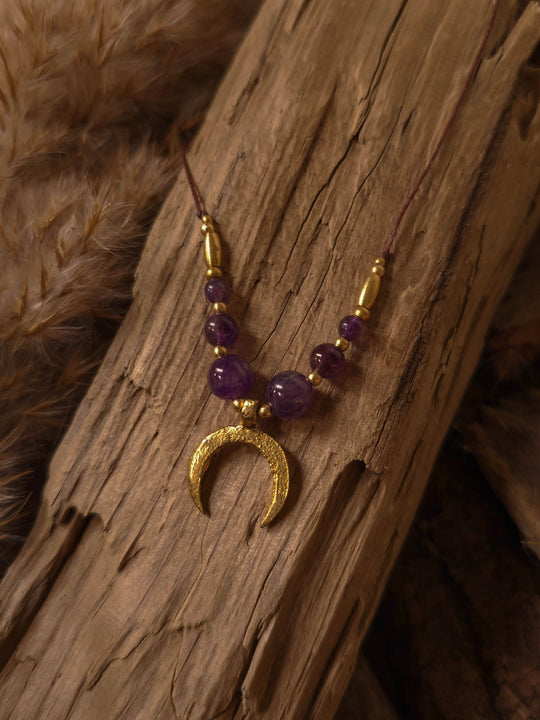 Symara - Purple Amethyst Moon Necklace