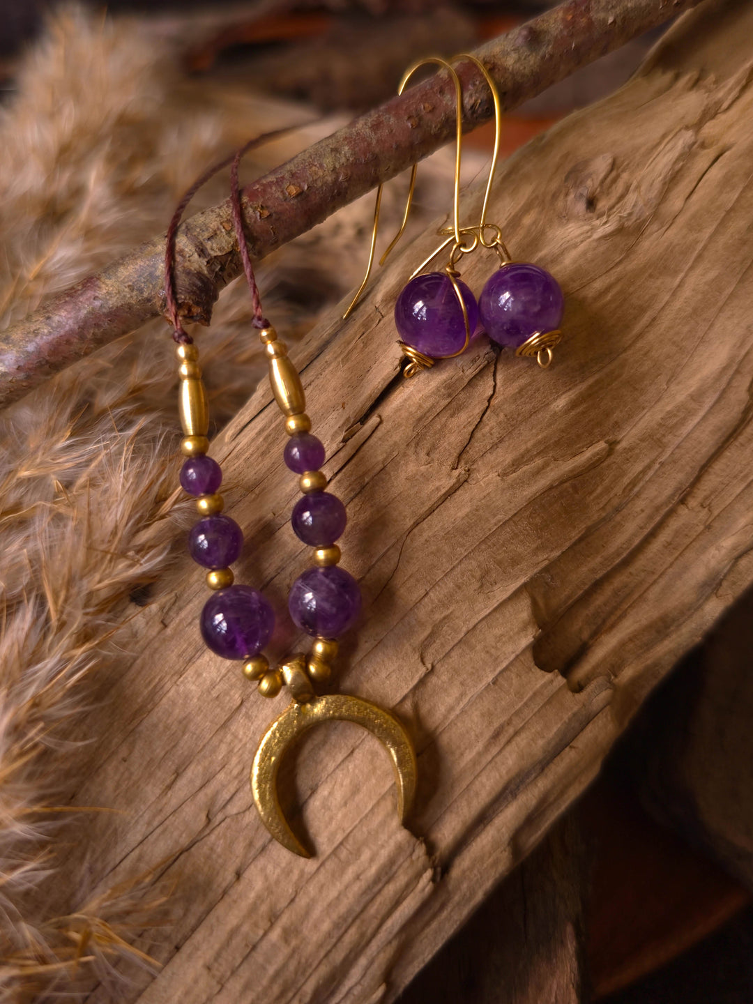 Symara - Purple Amethyst Moon Necklace