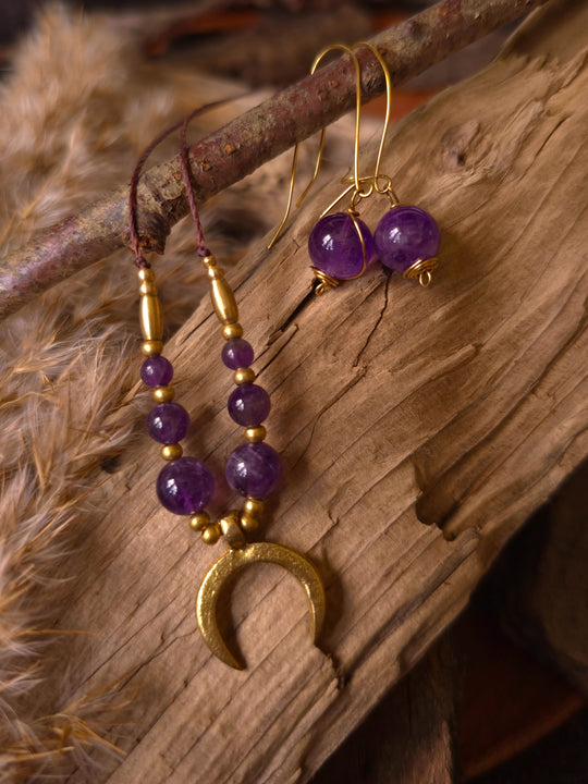 Symara - Purple Amethyst Moon Necklace