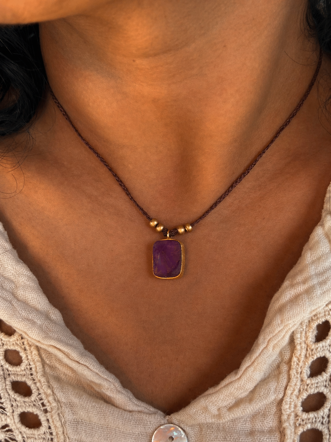 Purple Alchemy - Raw Amethyst Necklace, Goldplated