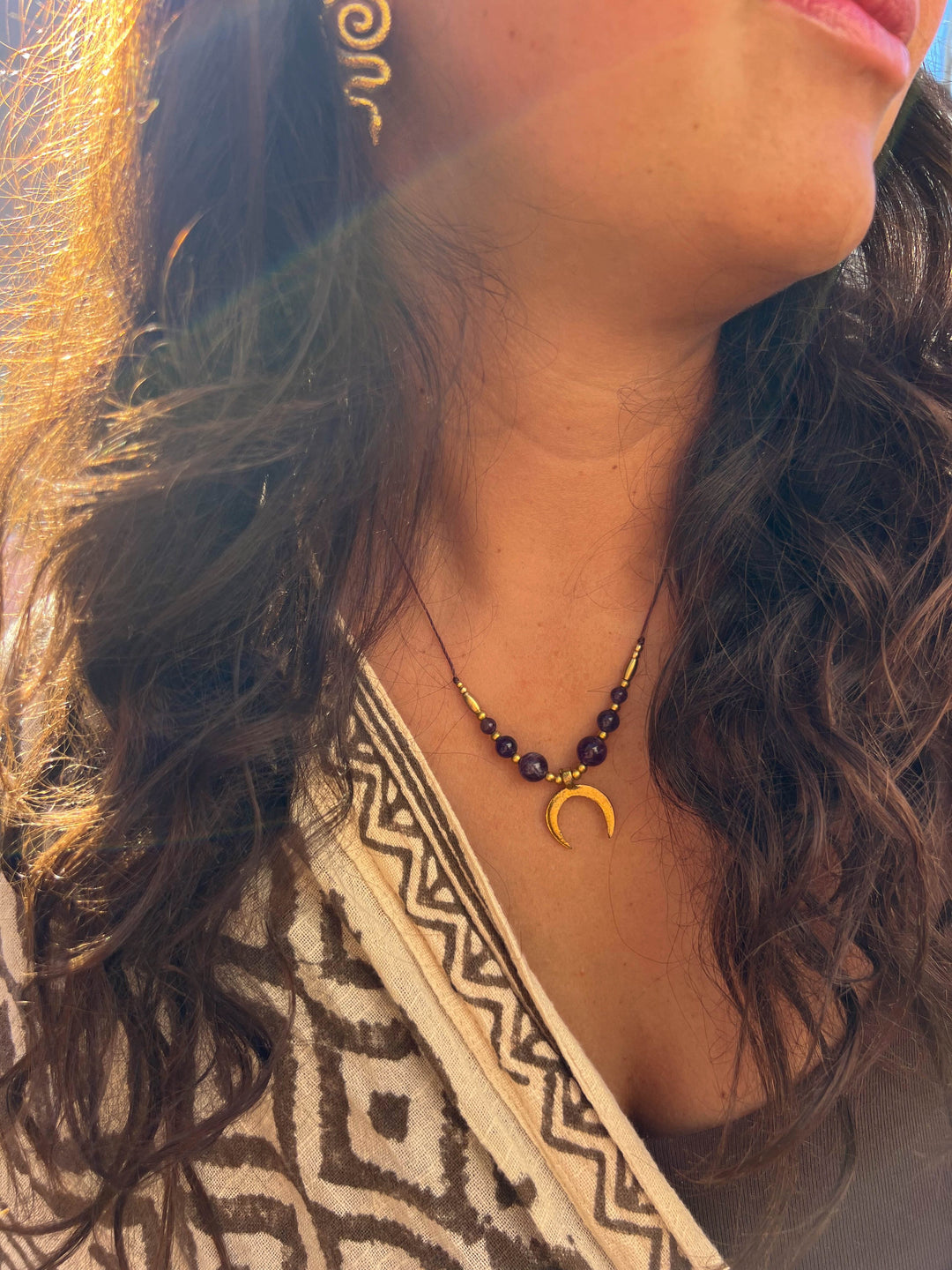 Symara - Purple Amethyst Moon Necklace