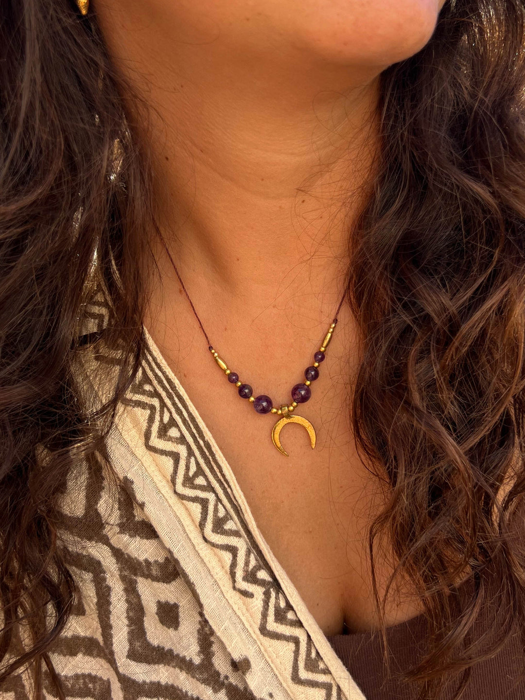Symara - Purple Amethyst Moon Necklace
