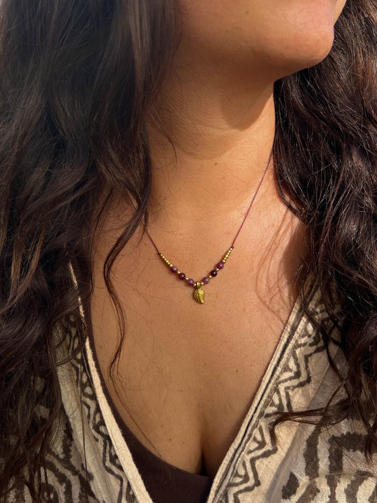 Floréa - Purple Amethyst Leaf Necklace