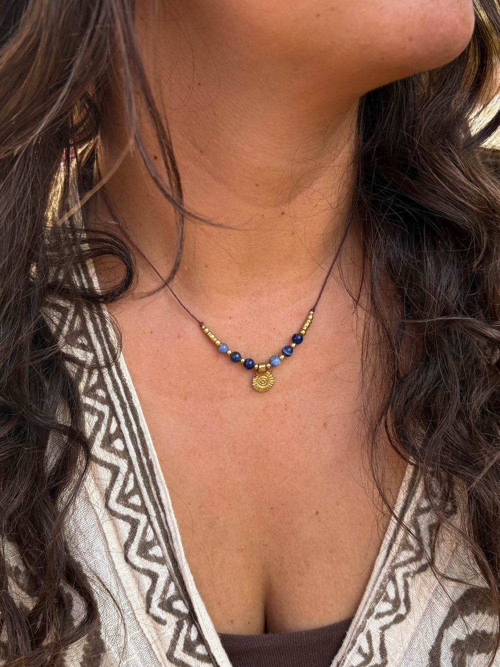 Solara - Sodalite Sun Necklace