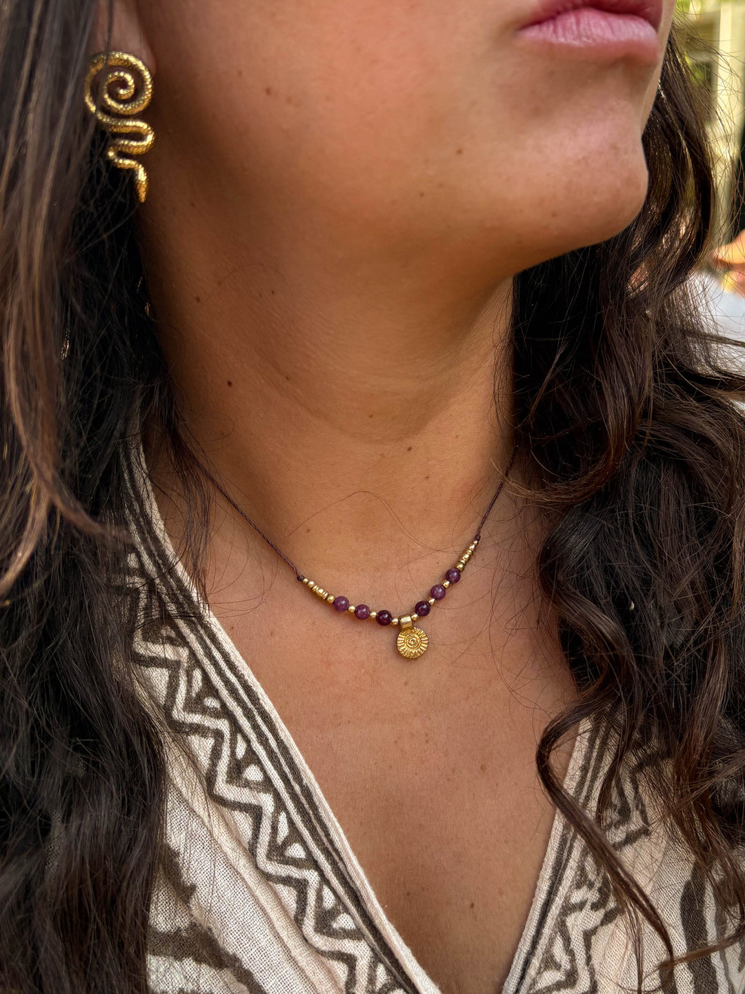 Solara - Purple Amethyst Sun Necklace