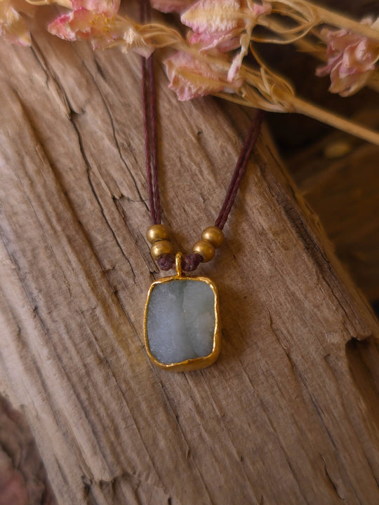 Oceana - Raw Aquamarine Necklace, Goldplated