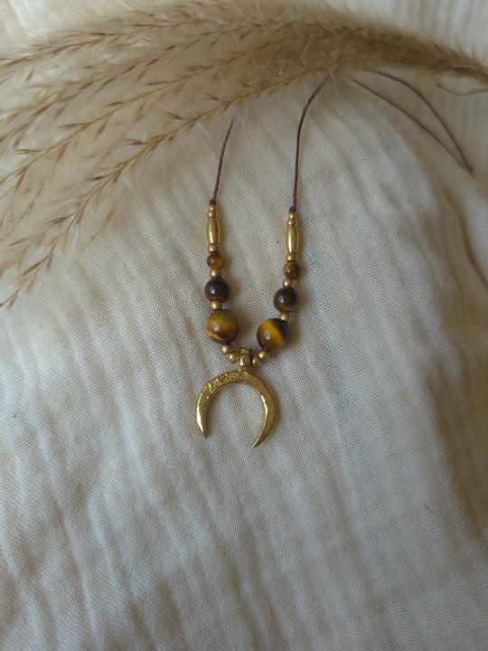 Symara - Brown Tiger's Eye Moon Necklace