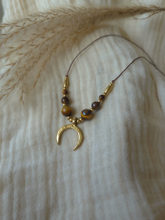 Symara - Brown Tiger's Eye Moon Necklace