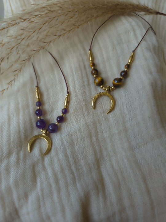 Symara - Brown Tiger's Eye Moon Necklace