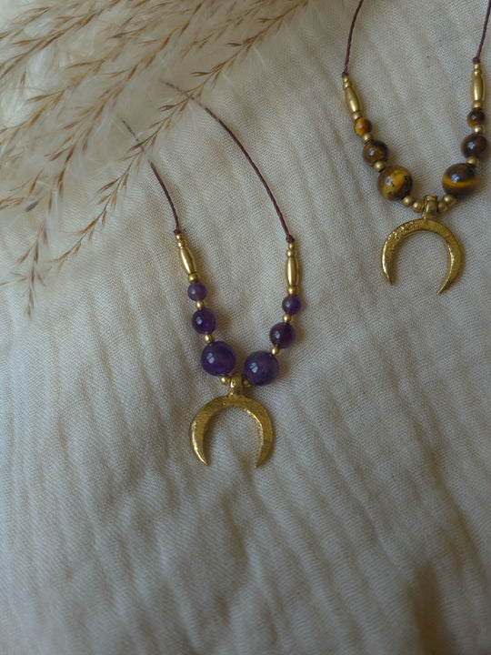 Symara - Brown Tiger's Eye Moon Necklace