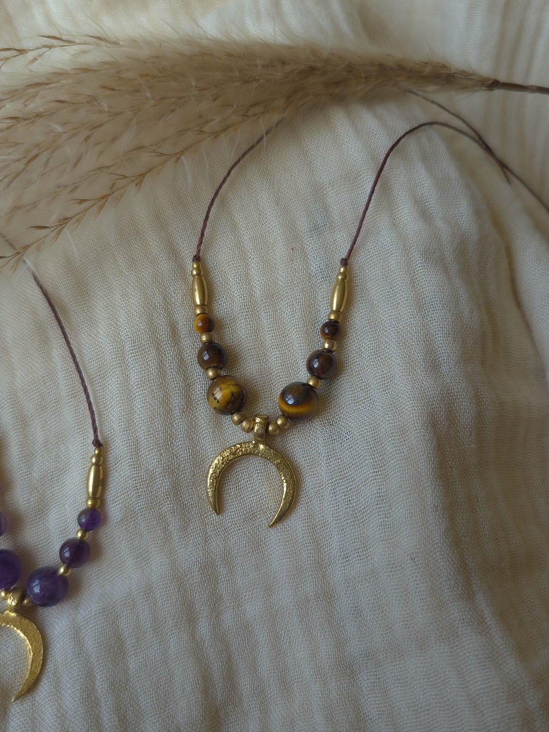 Symara - Brown Tiger's Eye Moon Necklace