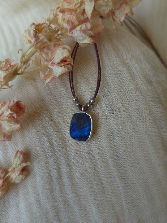 Blue Alchemy - Raw Labradorite Necklace, Silver