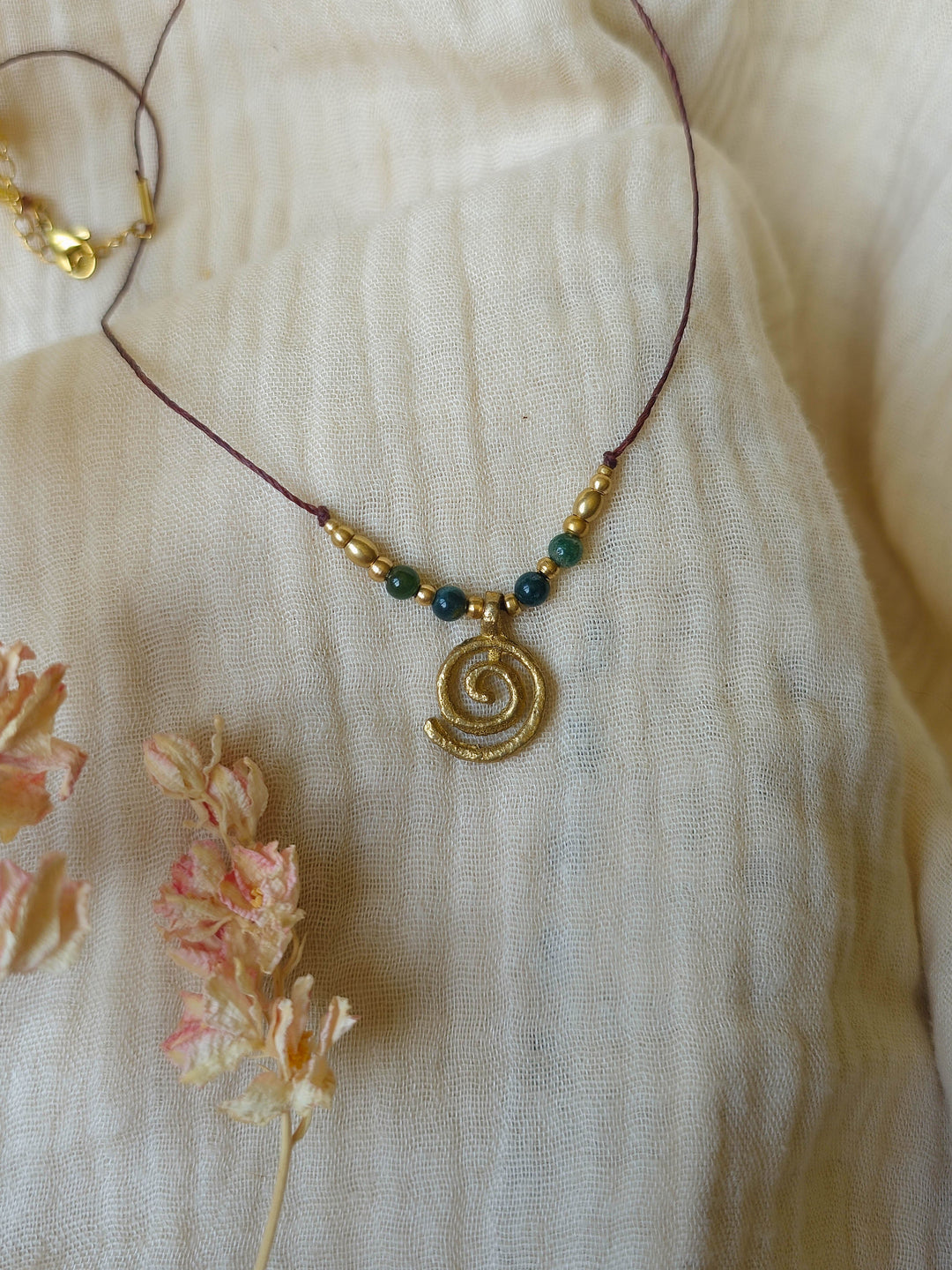 Flow of Life - Moss Agate Spiral Necklace