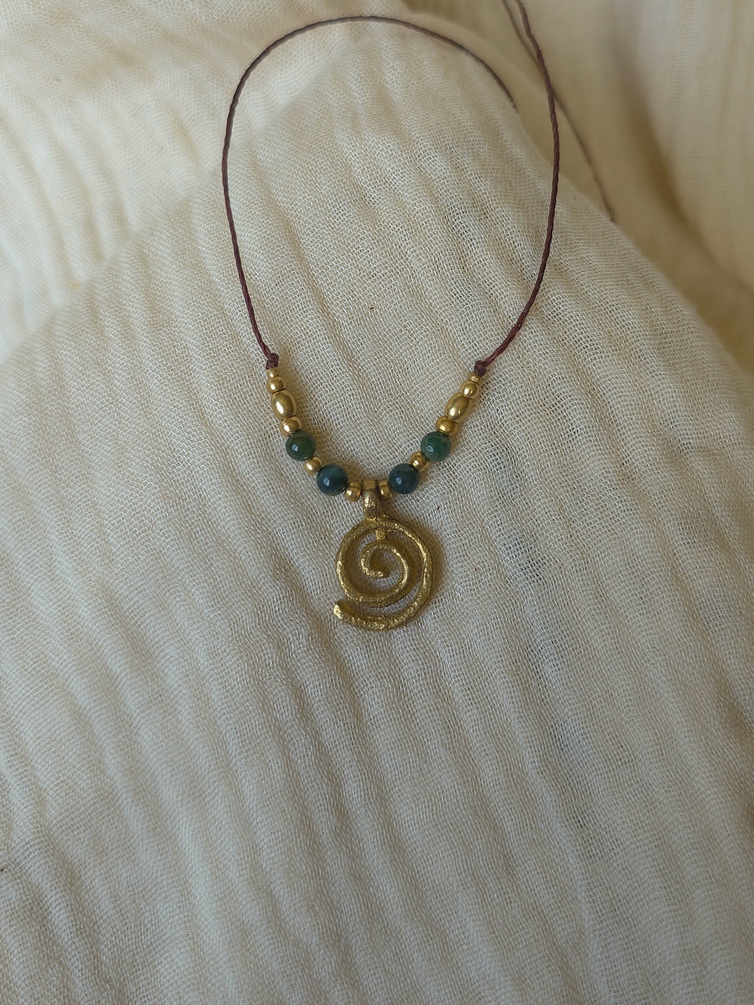Flow of Life - Moss Agate Spiral Necklace