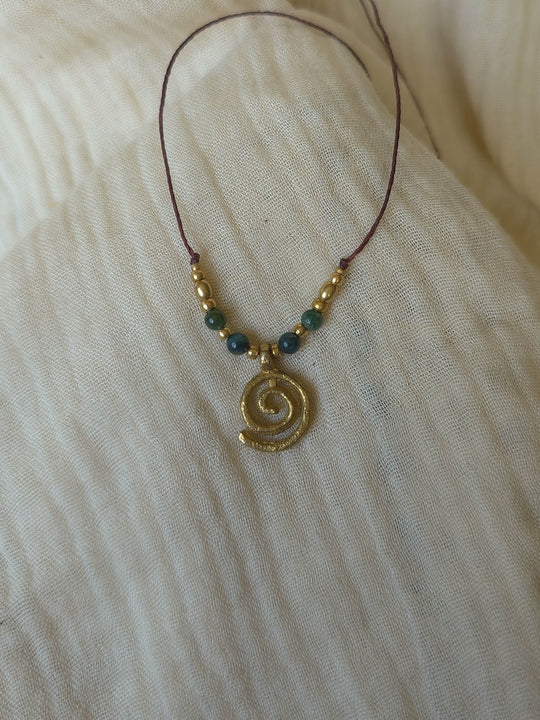 Flow of Life - Moss Agate Spiral Necklace