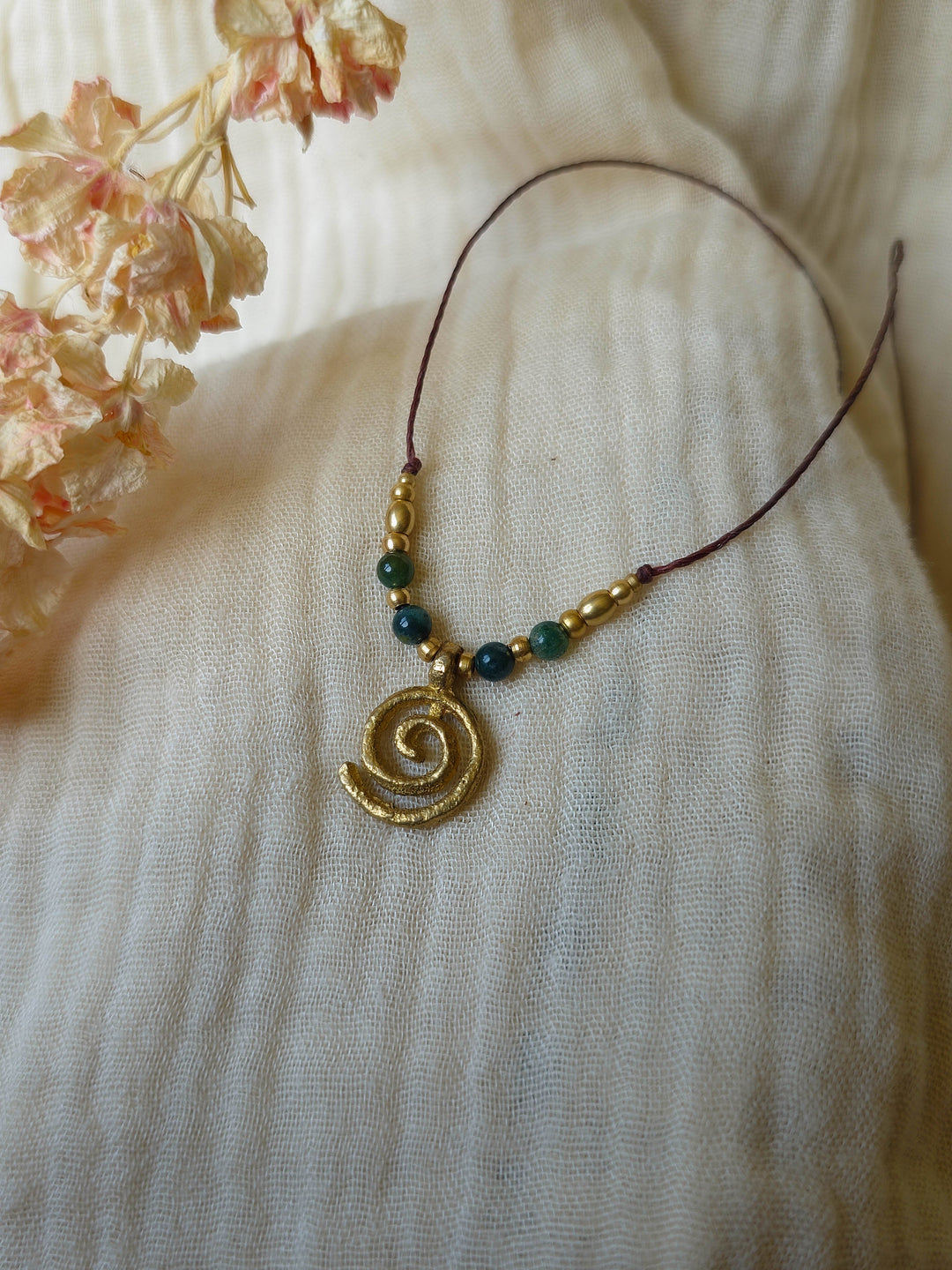Flow of Life - Moss Agate Spiral Necklace