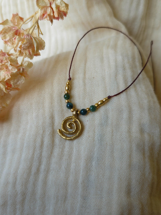 Flow of Life - Moss Agate Spiral Necklace