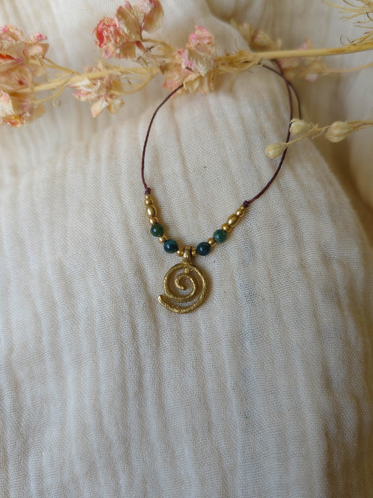 Flow of Life - Moss Agate Spiral Necklace