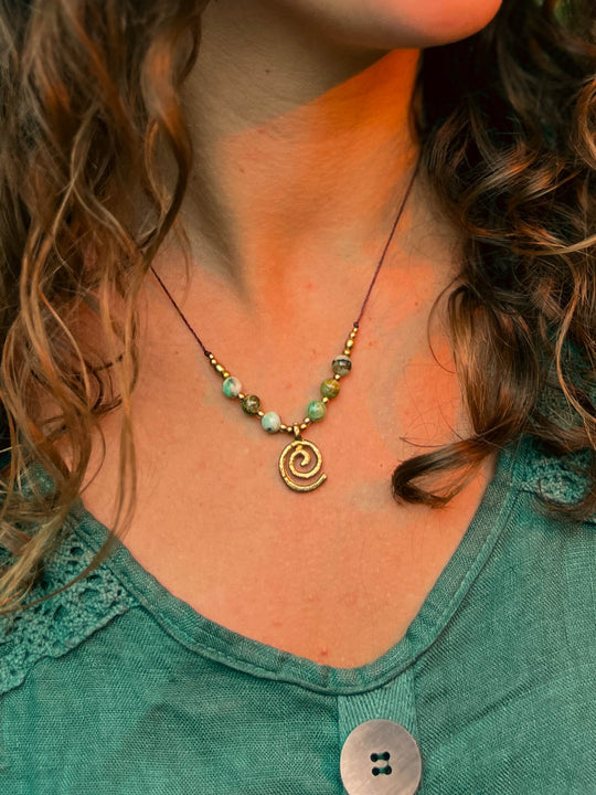 Forest Fairy - Green Angelite Spiral Necklace