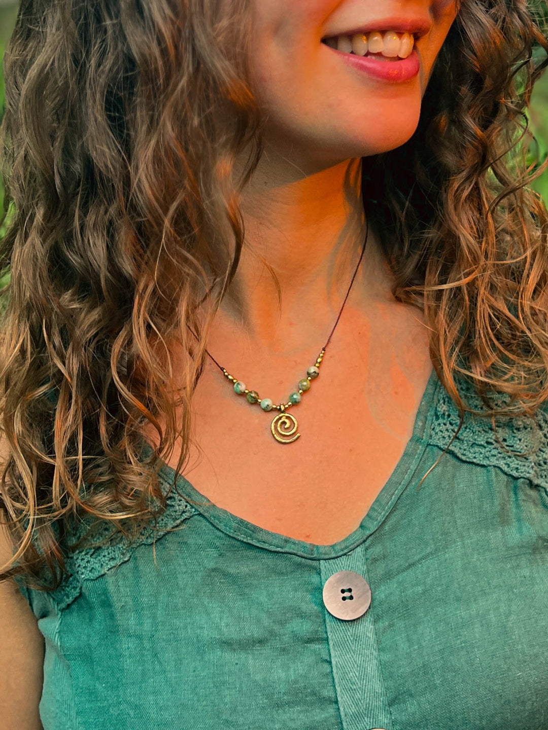 Forest Fairy - Green Angelite Spiral Necklace