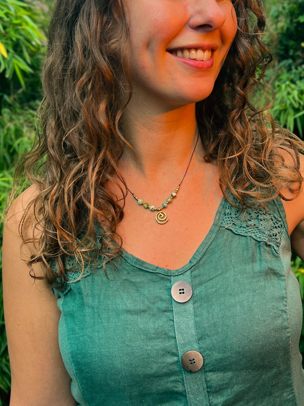 Forest Fairy - Green Angelite Spiral Necklace