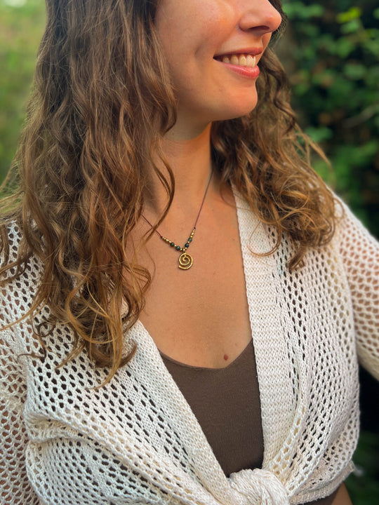Flow of Life - Moss Agate Spiral Necklace