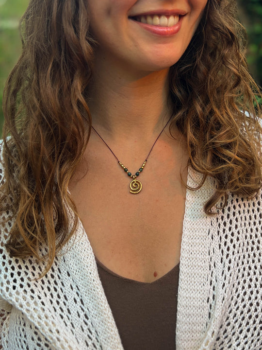 Flow of Life - Moss Agate Spiral Necklace