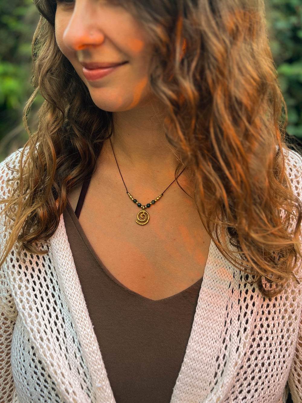 Flow of Life - Moss Agate Spiral Necklace
