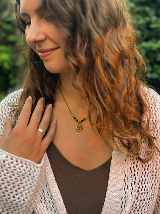 Flow of Life - Moss Agate Spiral Necklace