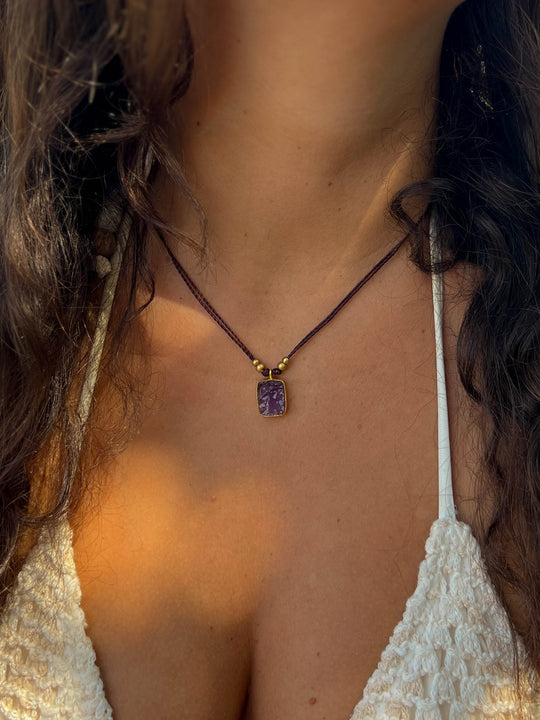 Purple Alchemy - Raw Amethyst Necklace, Goldplated