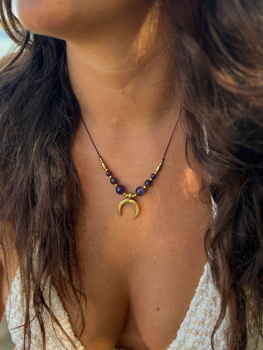 Symara - Purple Amethyst Moon Necklace