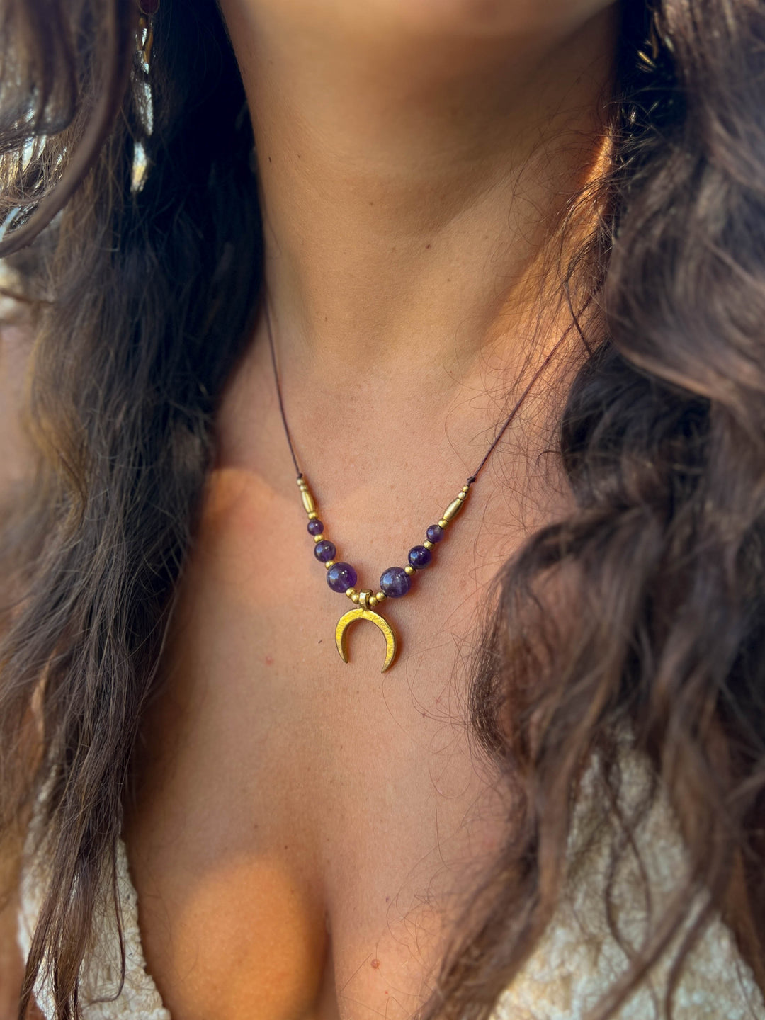 Symara - Purple Amethyst Moon Necklace