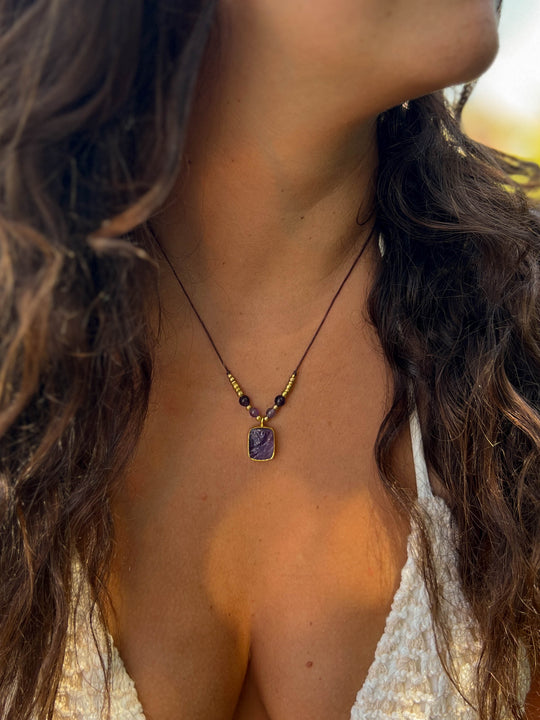 Wild Violet - Raw Purple Amethyst Necklace