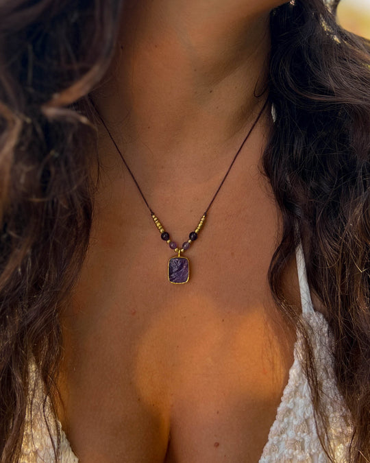 Wild Violet - Raw Purple Amethyst Necklace