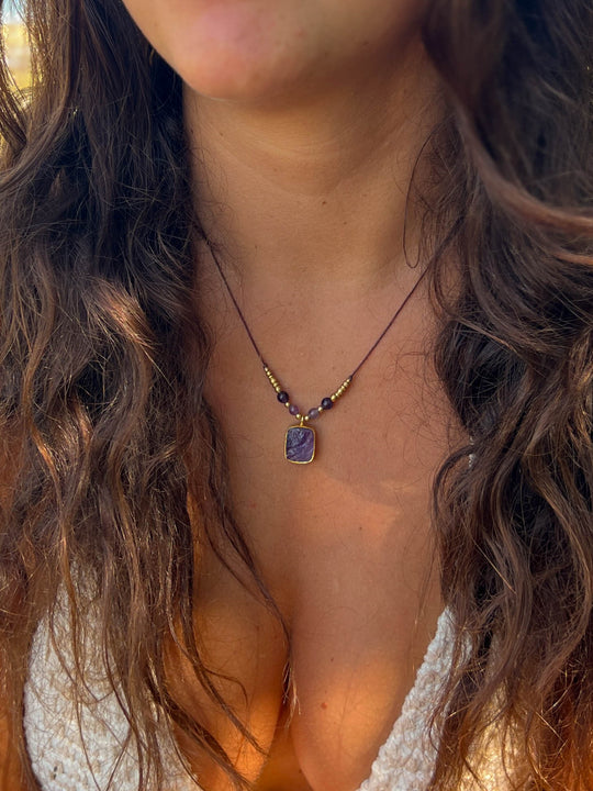 Wild Violet - Raw Purple Amethyst Necklace