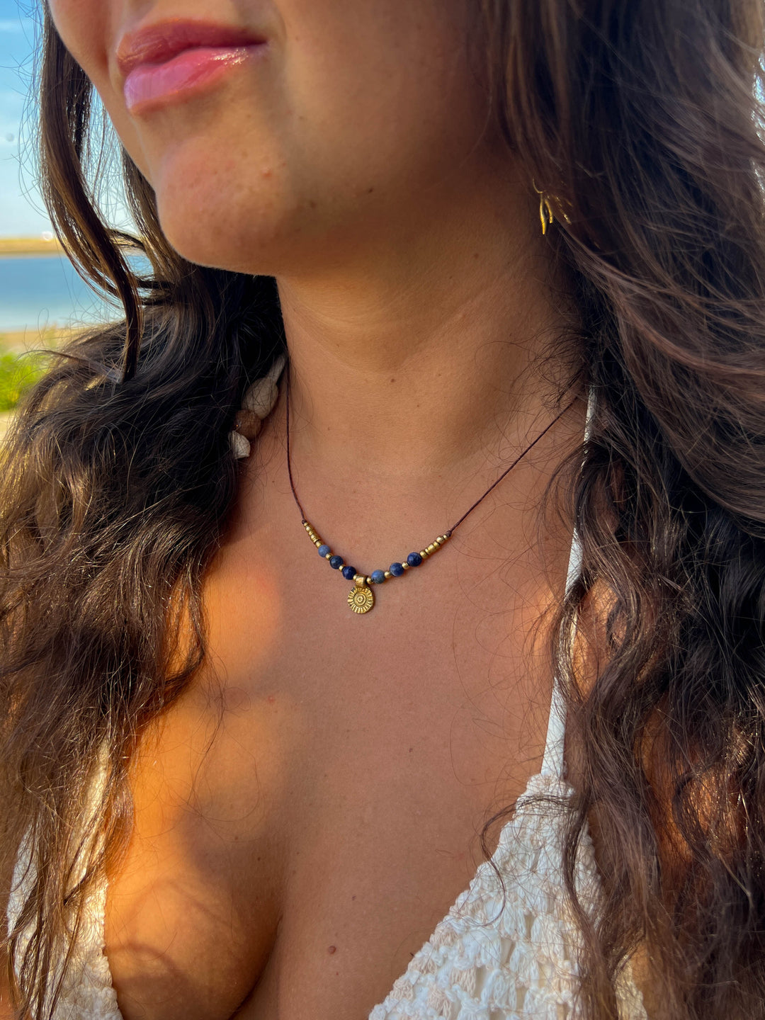 Solara - Blue Sodalite Sun Necklace