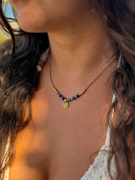 Solara - Blue Sodalite Sun Necklace