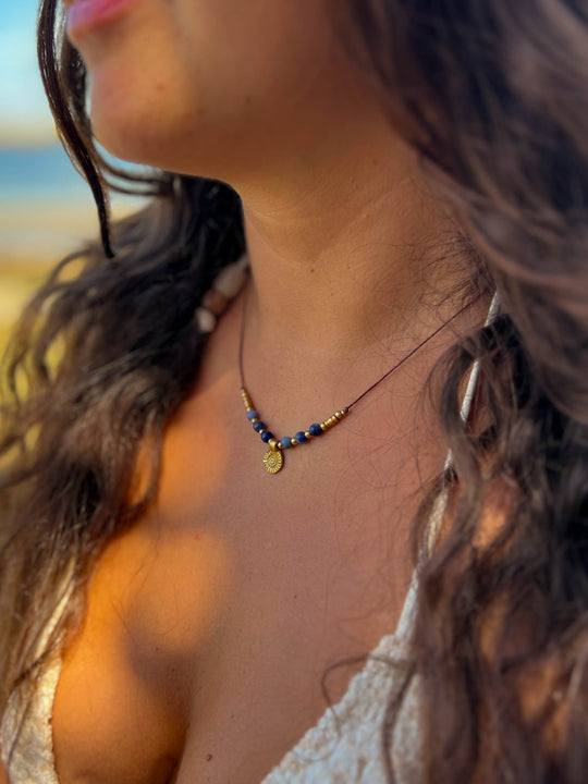 Solara - Blue Sodalite Sun Necklace