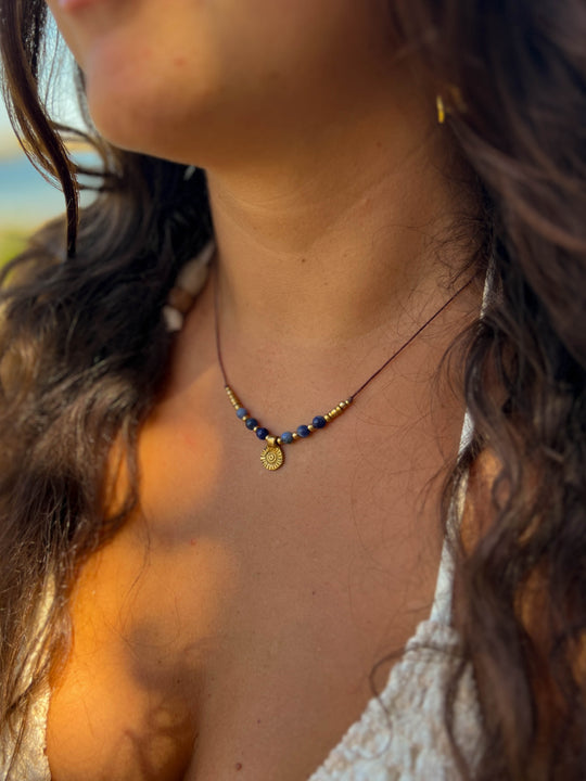 Solara - Blue Sodalite Sun Necklace