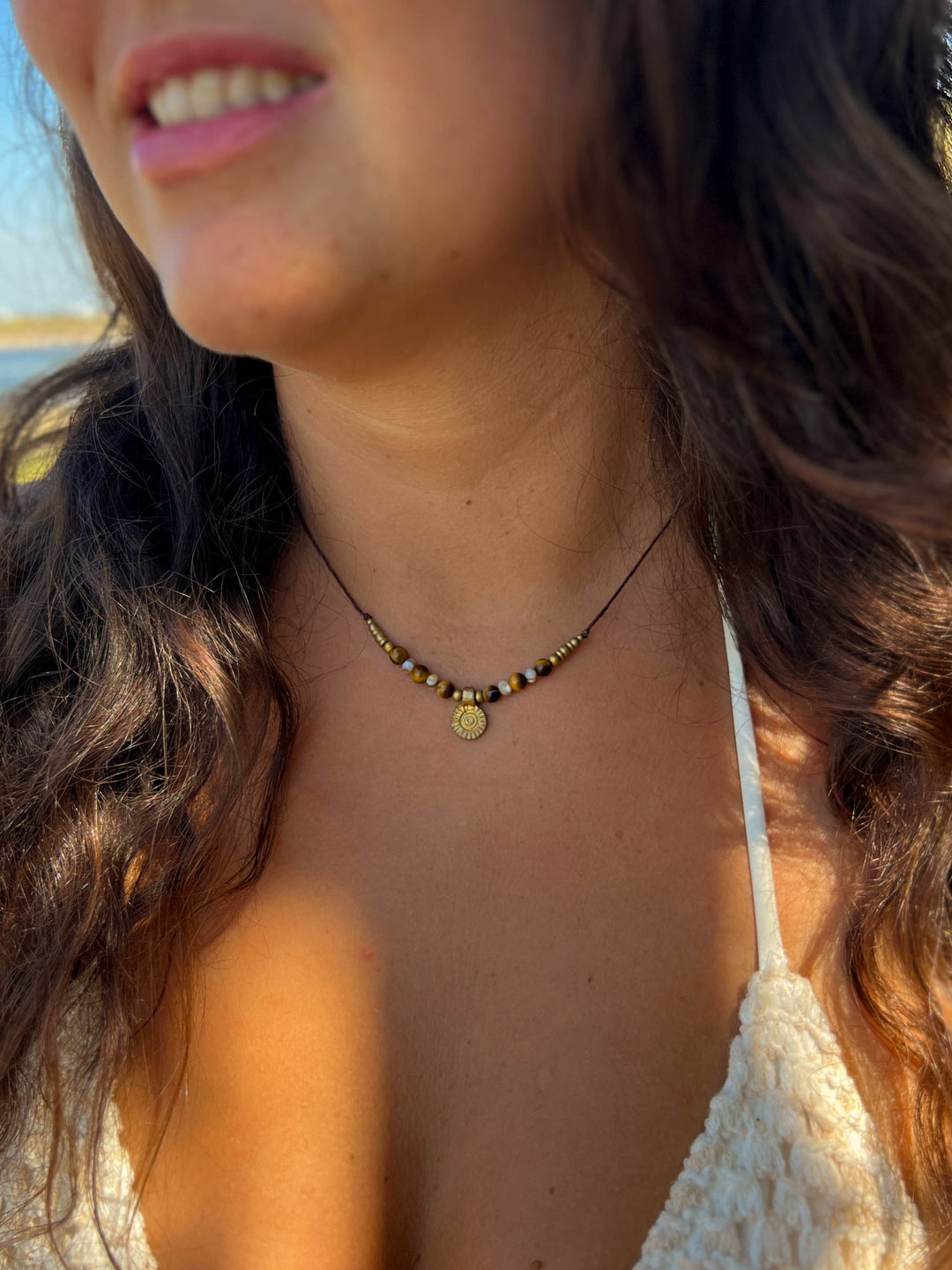Sunrise - Necklace with Shells and Tiger's Eye