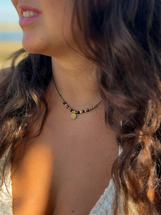 Sunrise - Necklace with Shells and Tiger's Eye