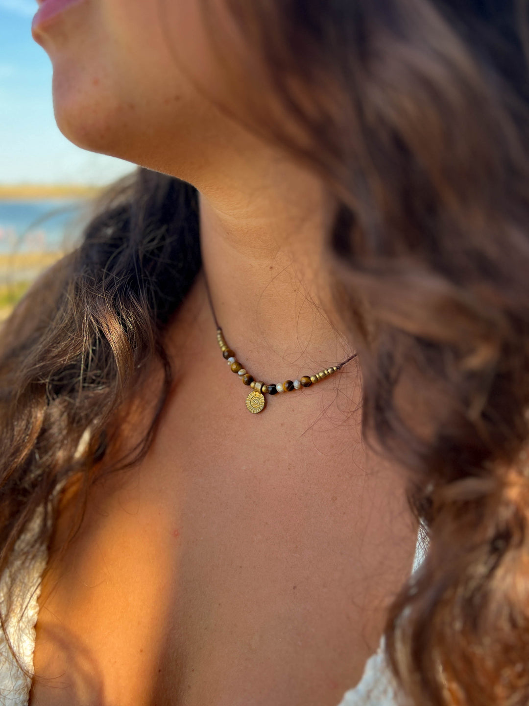 Sunrise - Necklace with Shells and Tiger's Eye