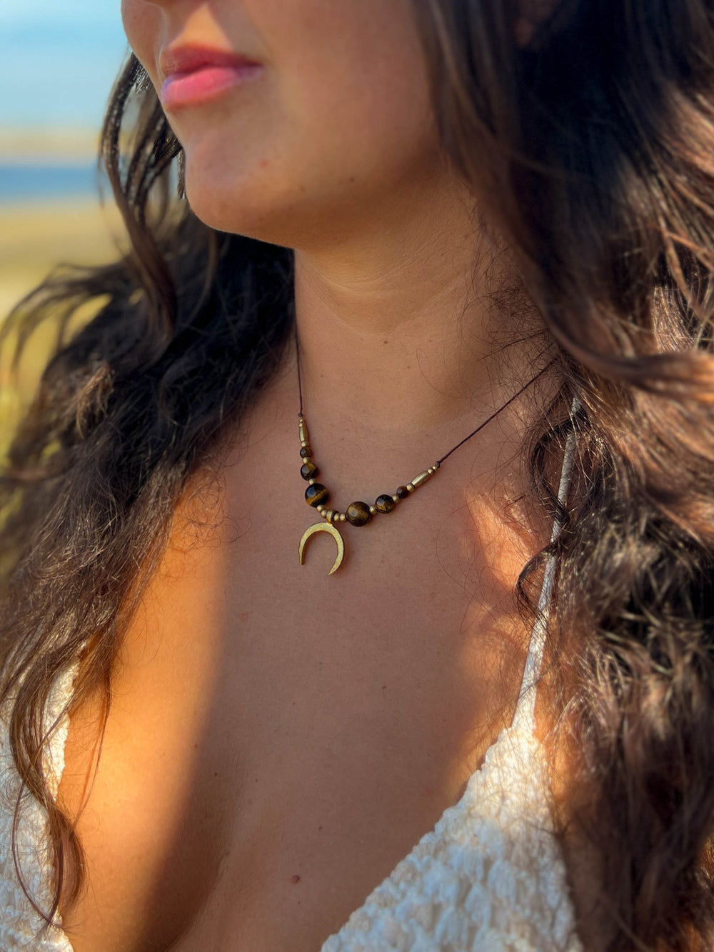 Symara - Brown Tiger's Eye Moon Necklace