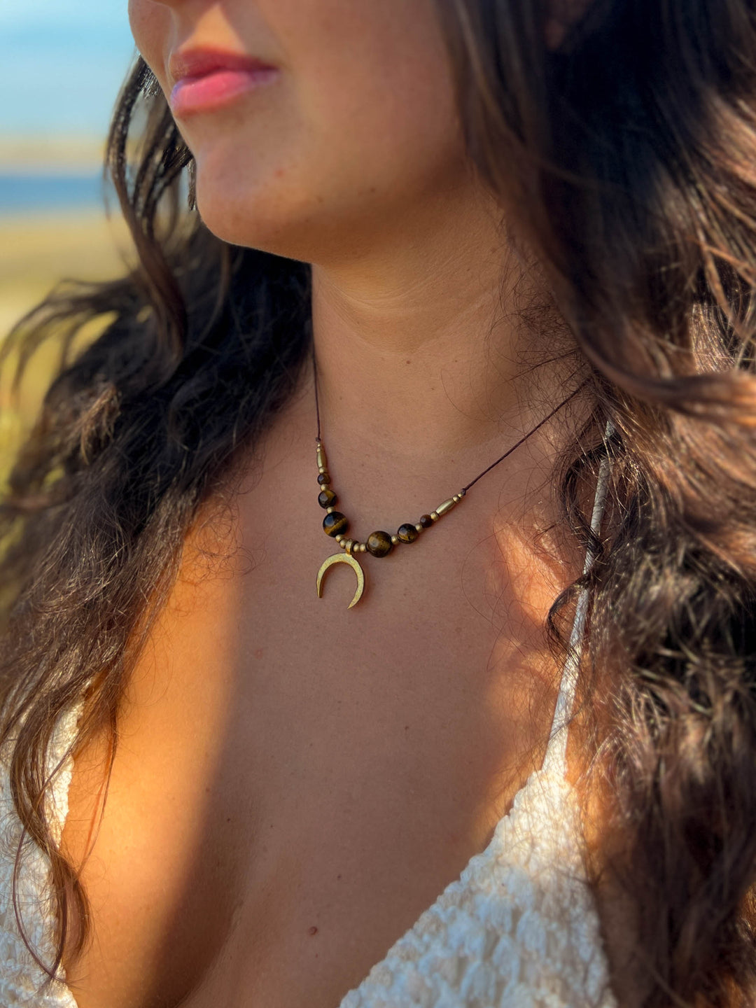 Symara - Brown Tiger's Eye Moon Necklace