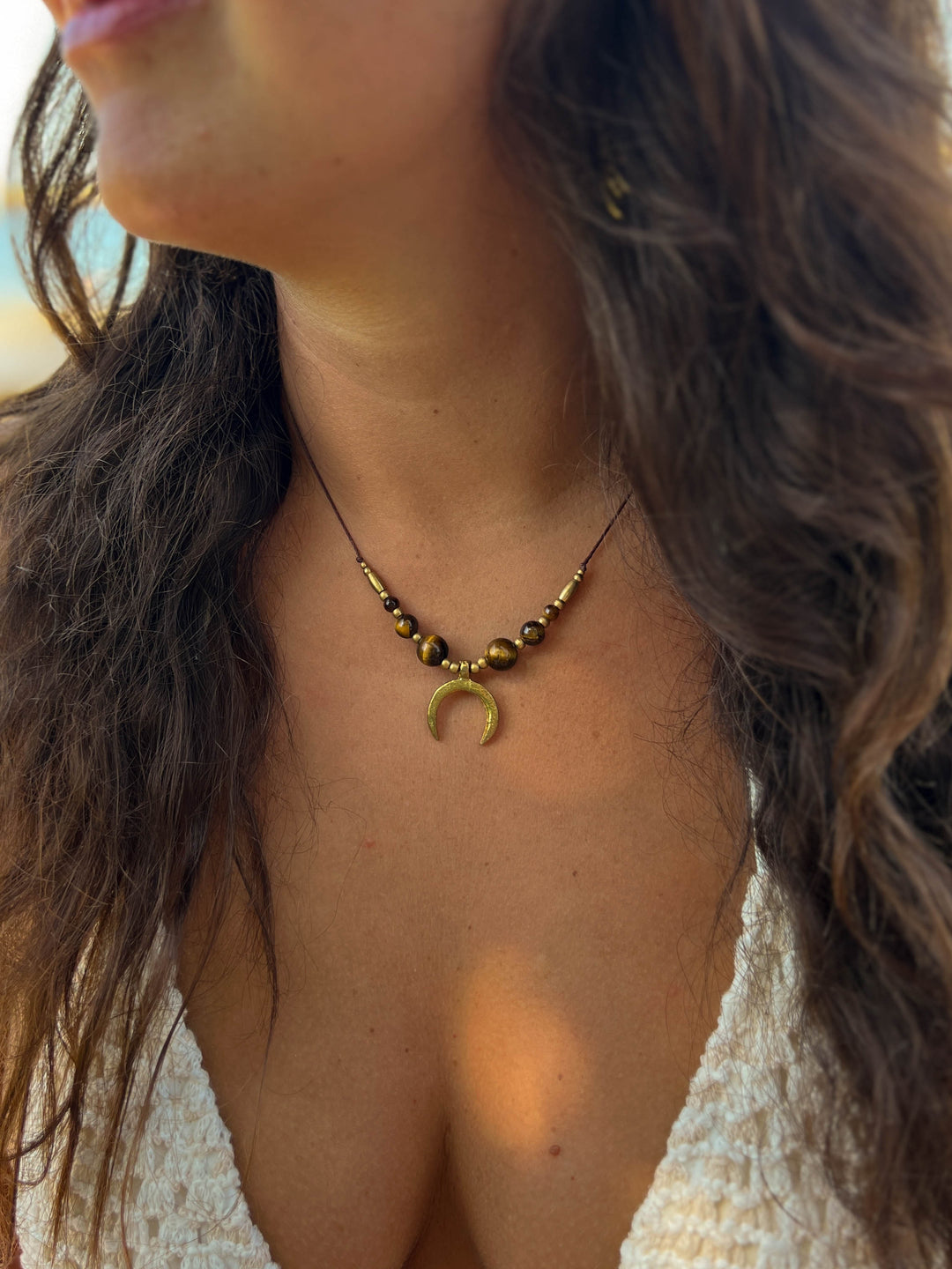 Symara - Brown Tiger's Eye Moon Necklace