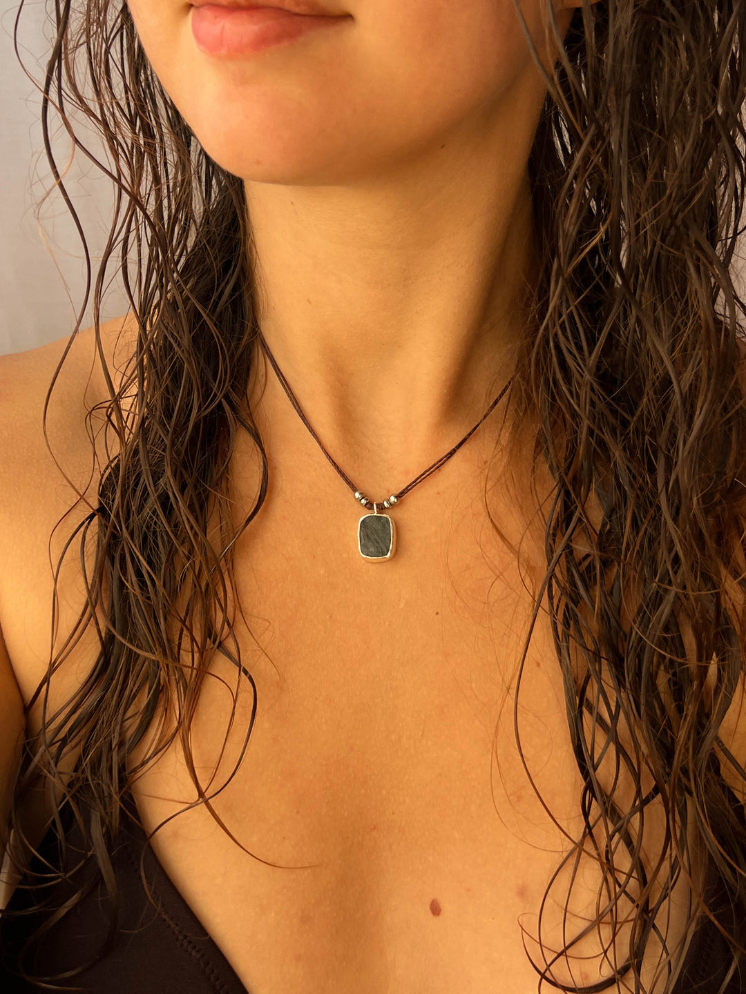 Green Alchemy - Zilveren Mosagaat Ketting