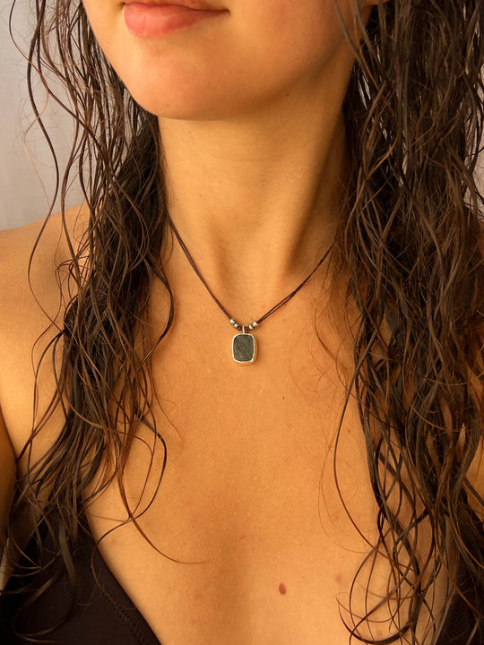 Green Alchemy - Zilveren Mosagaat Ketting