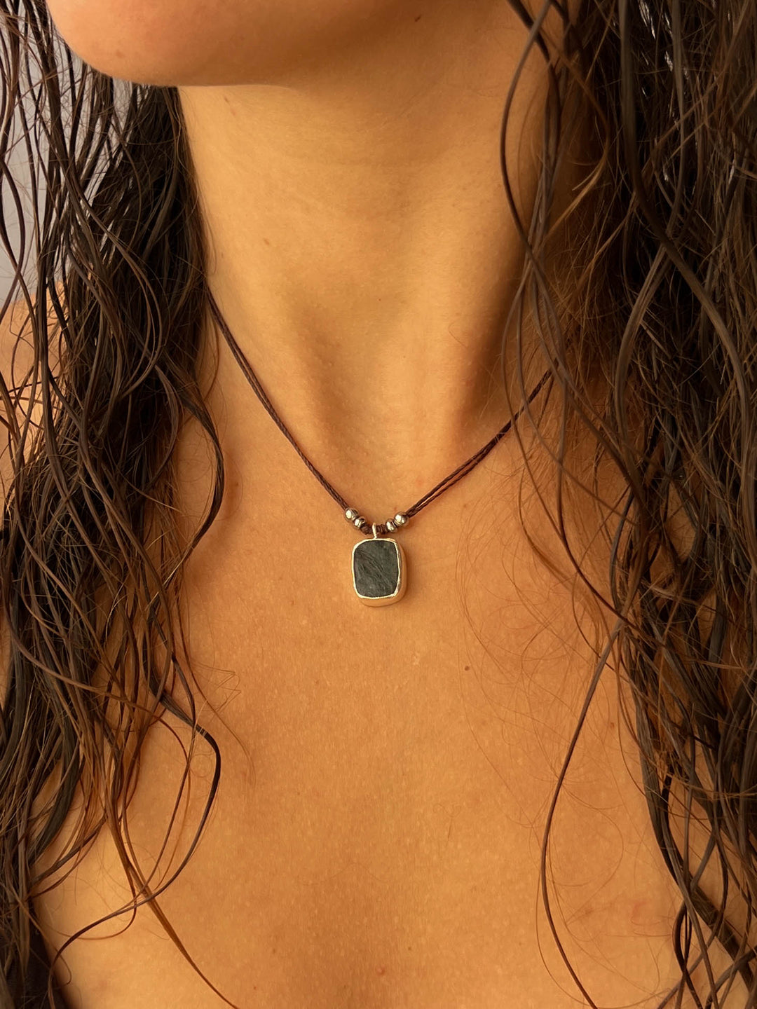 Green Alchemy - Zilveren Mosagaat Ketting